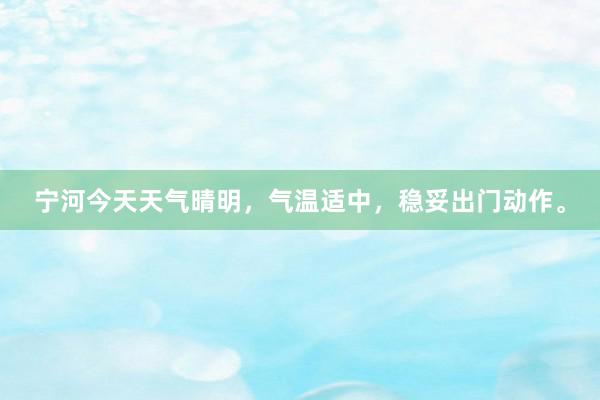宁河今天天气晴明，气温适中，稳妥出门动作。