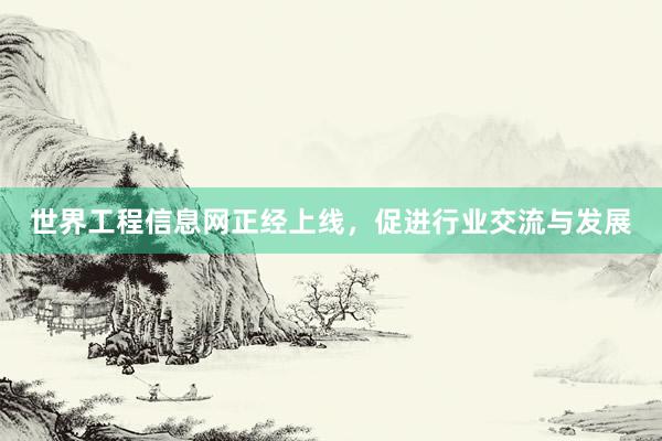 世界工程信息网正经上线，促进行业交流与发展